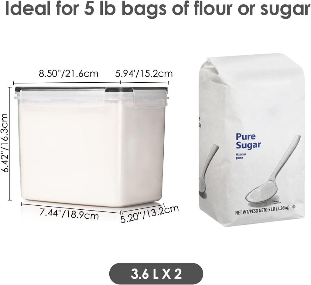 Airtight Food Storage Containers 6 Pieces - Plastic BPA Free Kitchen Pantry Storage Containers for Sugar,Flour and Baking Supplies - Dishwasher Safe - Include 24 Labels, Black | Airtight Bpa-Free Containers Keep Baking Supplies Fresh. Dishwasher Safe Set
