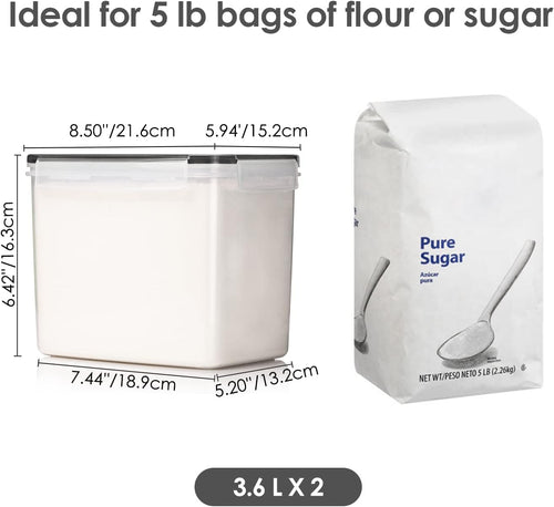 Airtight Food Storage Containers 6 Pieces - Plastic BPA Free Kitchen Pantry Storage Containers for Sugar,Flour and Baking Supplies - Dishwasher Safe - Include 24 Labels, Black | Airtight Bpa-Free Containers Keep Baking Supplies Fresh. Dishwasher Safe Set