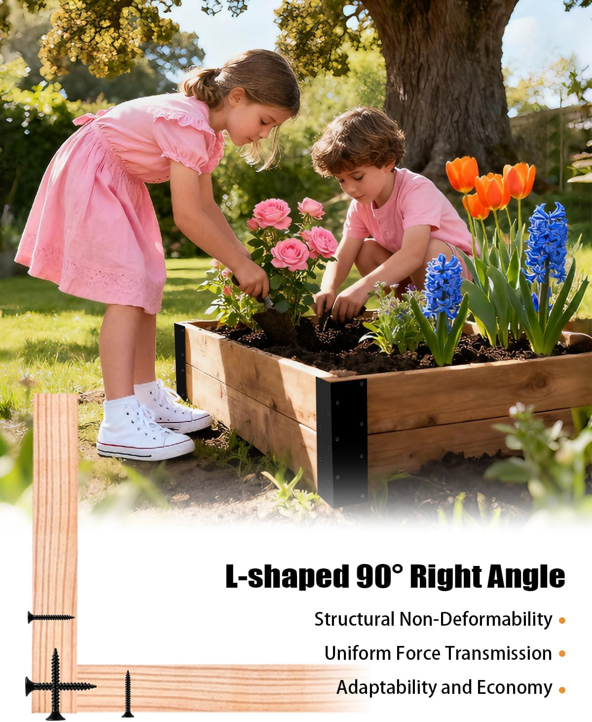 Stainless Steel Raised Garden Bed Corner Brackets, 4 PCS, 11" X 3" X 3" | Rustproof & Corrosion Resistance Garden Bed Supports 20"-24" Beds, Connectors for Vegetable Planter Garden, 11" X 3" X 3"