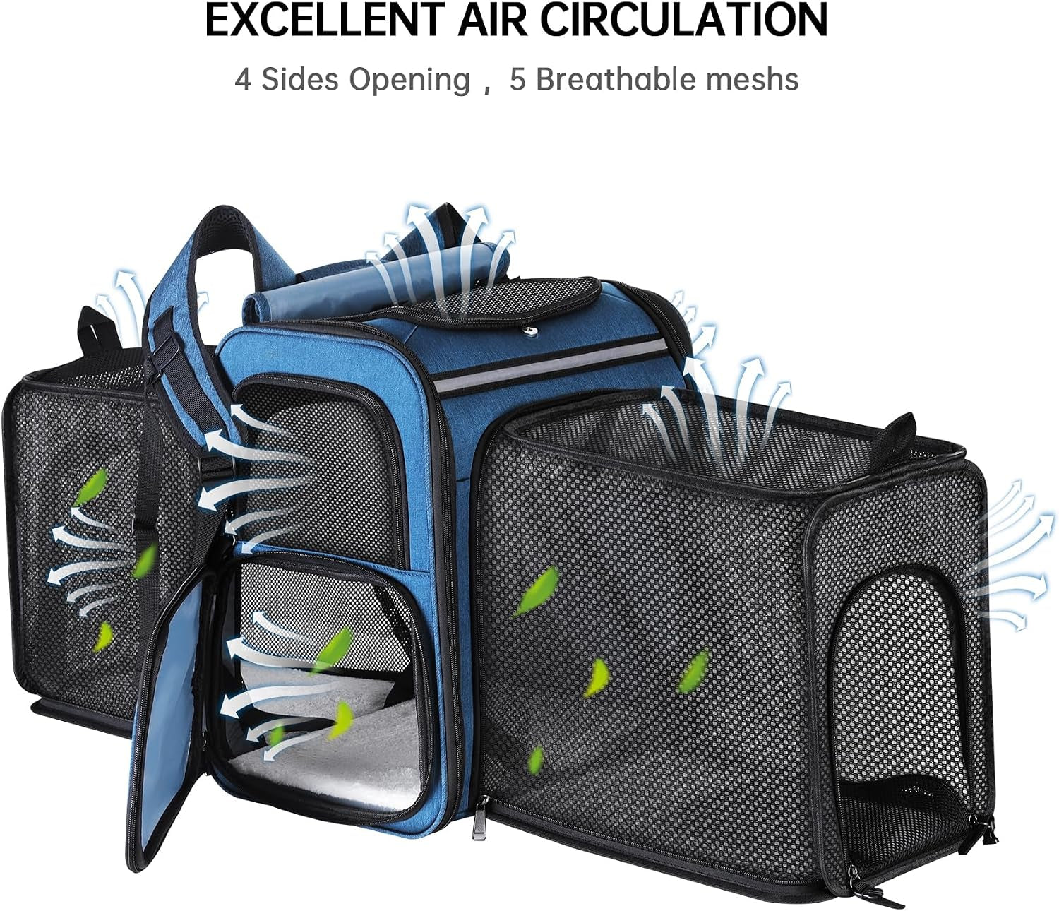 Cat Carrier Backpack for Travel,Dog Carrier Backpack for Large Cat, Small Dogs,Puppies up to 20 Lbs,Expandable Cat Backpack for Outdoor Hiking,Pet Carrier Backpack,Cat Backpack Carrier (Blue)