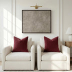 Burgundy Throw Pillow Covers: Pack of 2 24X24 Inch Vertical Ripple Striped Velvet Square Decorative Pillow Cases for Farmhouse Couch Sofa Bed Living Room Home Decor