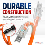 6Ft Outdoor/Indoor Extension Cord 16/3 Gauge Heavy Duty 3 Prong SJTW, Waterproof, Flexible Cold-Resistant Long Power Cord,13A 125V 1625W, Orange by