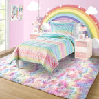 4X6 Rainbow Fluffy Soft Area Rug Non-Slip for Kids Bedroom Nursery Playroom | Plush丨Stays Put丨Soft丨Fluffy丨No Shedding丨Lays Flat丨Girls Room丨Dorm丨Indoor丨Laundry丨Shag丨Fuzzy丨Furry丨Carpet丨Home Decor
