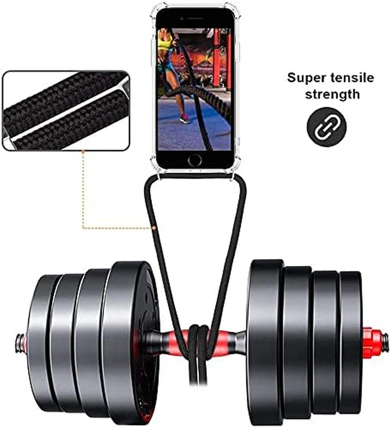 For Iphone 7/8/SE Clear Case Adjustable Shoulder Neck Lanyard Crossbody Strap Phone Cover Women Girls Soft Slim Shockproof Protective Mobile Case for Iphone SE 2020/ Iphone SE 2022 - Black