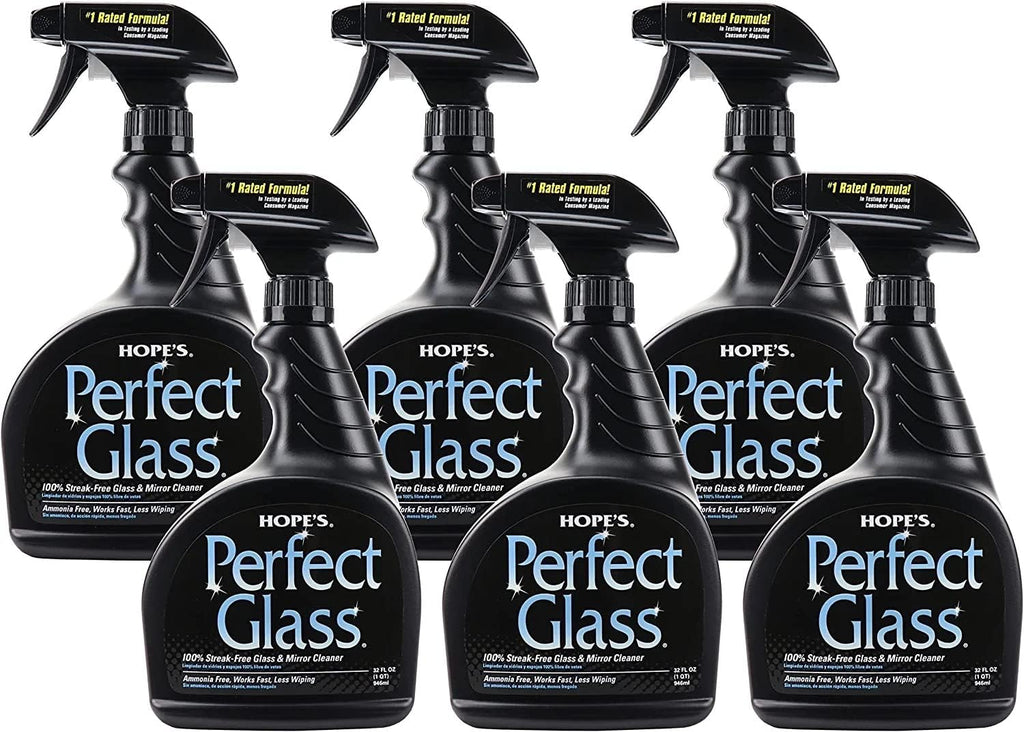 Perfect Glass Cleaner Spray, Streak-Free, Ammonia-Free Window, Mirror, Screen, Tinted Glass, and Shower Door Cleaner, Indoor and Outdoor Glass Surfaces, 32 Fl Oz, Pack of 6