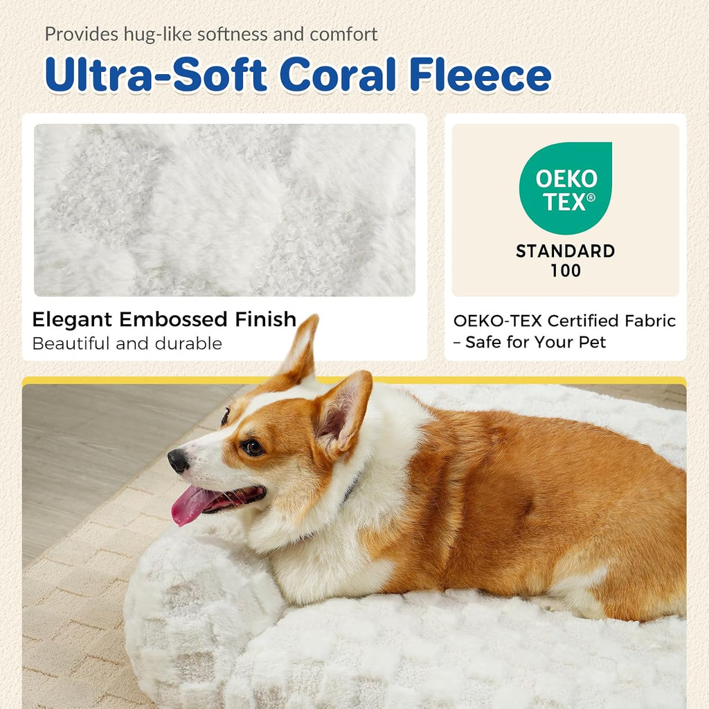 Cat Bed Cats Couch for Puppy and Kitten, Fluffy Pet Couch Small Dog Sofa Bed, Supportive Cat Sofa for Indoor Cats, Washable Cover & Non-Slip, 26 Inch, White