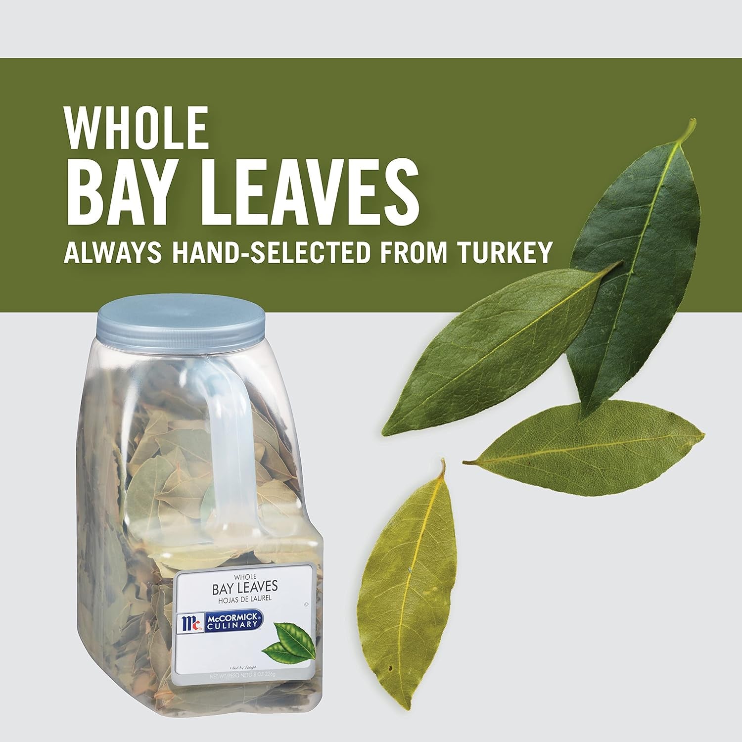 Whole Bay Leaves, 8 Oz - One 8 Ounce Container of Bulk Whole Bay Leaves for a Savory Floral Flavor, Perfect in Stews and Marinades