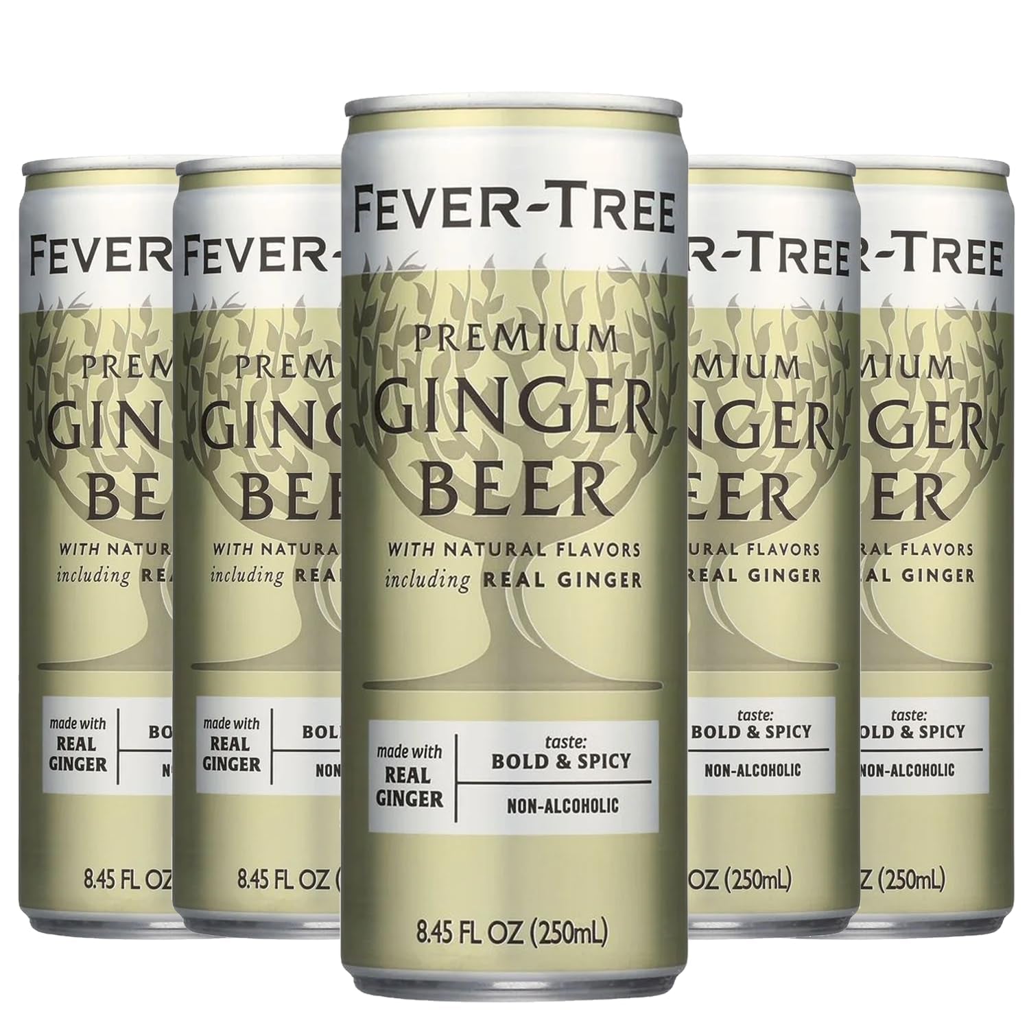 Fever Tree Premium Ginger Beer - Premium Quality Mixer and Soda - Refreshing Beverage for Cocktails & Mocktails 250Ml Bottle - Pack of 5
