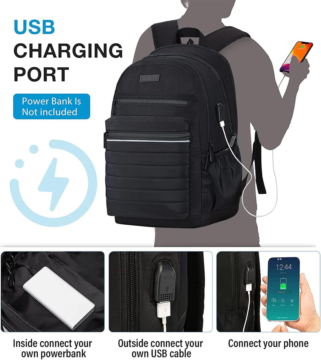 Casual Backpack for Women, Work Backpack for Women, Back Pack for School College, Carry-On Travel Backpacks, Anti-Theft Womens Backpacks, School Bookbag for Girls(Full Black)
