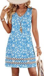 Summer Dresses for Women 2026 V Neck Sleeveless Lace Boho Dress Elegant Classy Spring Beach Vacation Outfits