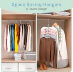 Clothes Hangers Space Saving Shirt Hangers,  Non Slip PVC Coating Multi Blouse Hangers Shirt Organizer for Closet Organizers and Storage for T Shirt Sweater Hoodie Coat Dress Black 2 Pack