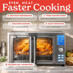 Air Fryer French Door Toaster Oven - 6-Slice Capacity, LED Display with 14 Cooking Presets, Stainless Steel