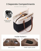 Laptop Tote Bag for Women with 3 Separate Pocket Work Bag with Large Cup Holder Computer Briefcase for Teacher Nurse