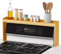 Bamboo over the Stove Spice Holder Shelf, 31.5" Kitchen Organizer Stove Spice Top Rack, 11.6" Height Countertop Storage, over Oven Back Sink Organization Shelf, Natural