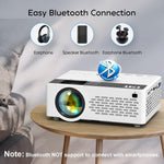 Mini Projector, Upgraded Bluetooth Projector with 100" Screen, 1080P Full HD Portable Projector, Movie Projector Compatible with TV Stick Smartphone/Hdmi/Usb/Av, Indoor & Outdoor Use