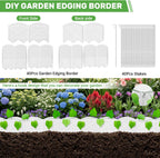 40Ft Edging for Landscaping 6 Inch Tall Garden Edging with 40Pcs Anchoring Stakes, 40Pcs White Garden Edging Border Landscape Edging Flower Bed Edging Borders