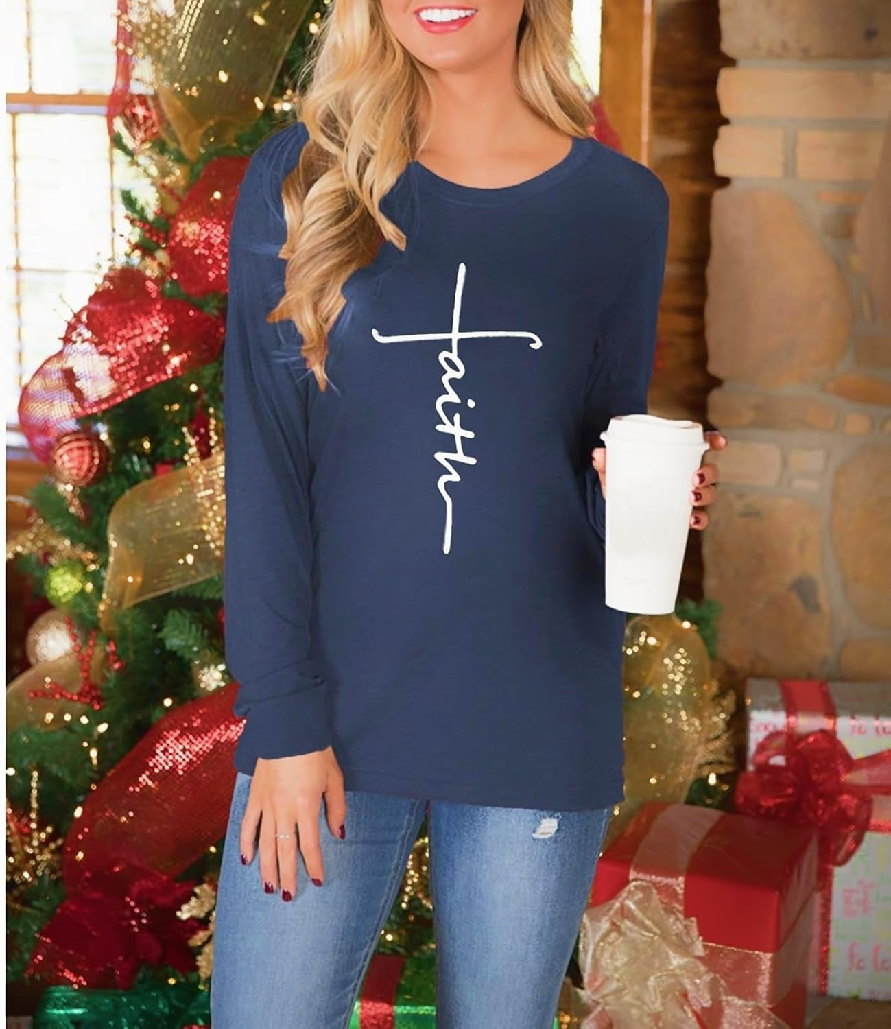 Christian Shirts for Women Faith Jesus Casual Short Sleeve Graphic Tees | Made of 65% Cotton,Ideal Gifts for the Christians,Jesus Graphic Tees,Pray Daily Shirt
