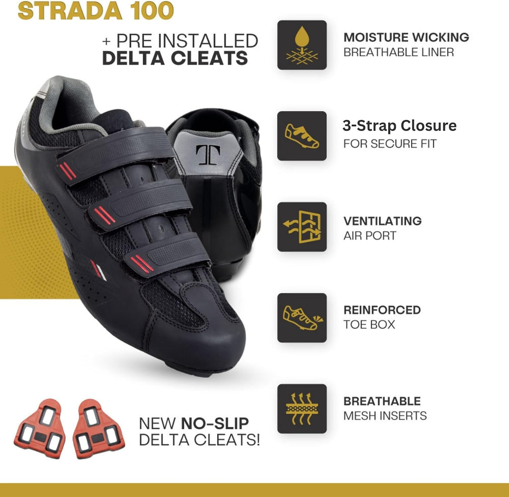 Strada Mens Peloton Cycling Shoes—Ready-To-Ride with Peloton Delta Cleats for Indoor Bikes & Cycles—Explore Vareity Cycling Shoes & Bike Accessories.