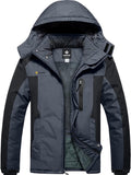 Men'S Winter Ski Jacket Waterproof Snow Coat with Detachable Hood | Windproof, Fleece-Lined, Insulated, Multiple Pockets, for Snowboarding and Cold, Rainy Weather