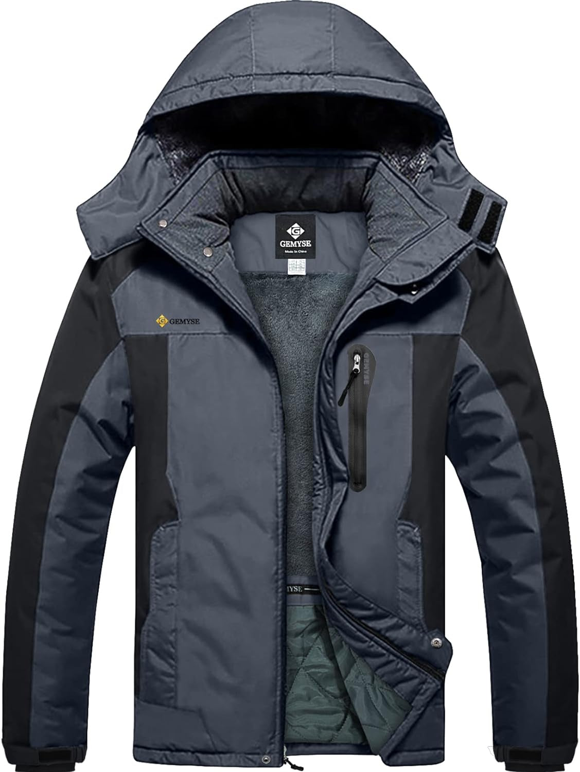 Men'S Winter Ski Jacket Waterproof Snow Coat with Detachable Hood | Windproof, Fleece-Lined, Insulated, Multiple Pockets, for Snowboarding and Cold, Rainy Weather