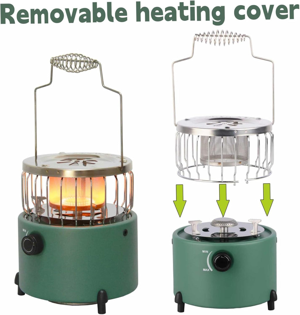 Camping Heater, 2-In-1 Portable Propane Heater & Stove, Propane with Handle, Adjsutable Vents and Removable Flames for Camping Fishing Hiking Hunting, Tent For