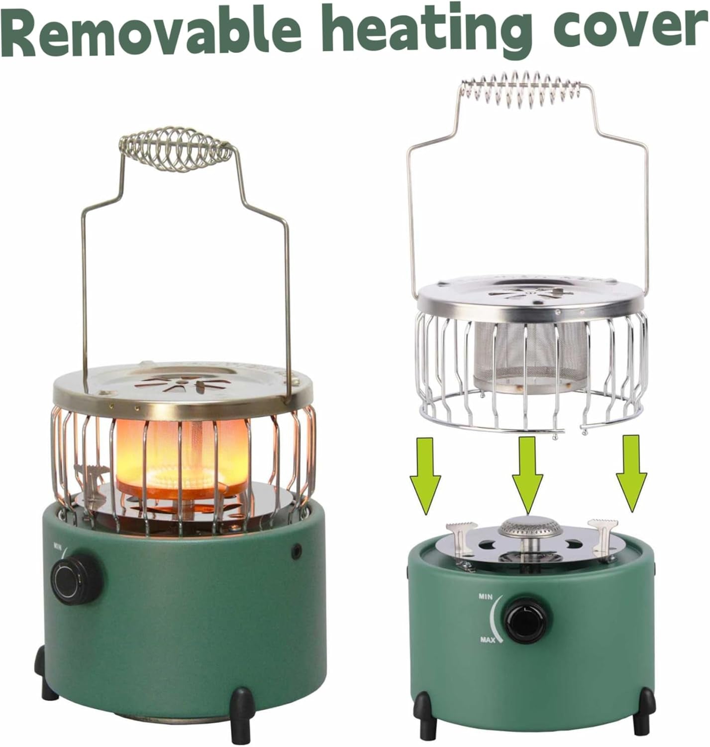 Camping Heater, 2-In-1 Portable Propane Heater & Stove, Propane with Handle, Adjsutable Vents and Removable Flames for Camping Fishing Hiking Hunting, Tent For