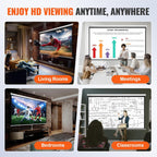 Projector Screen, 100 Inch Manual Pull down Projector Screen, 16:9 4K 1080 HD Projector Screen, Auto-Locking Portable Projection Screen, Projector Screen for Family Home Office Theater