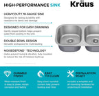 KRAUS Premier 32-Inch Undermount 50/50 Double Bowl 18-Gauge Stainless Steel Kitchen Sink with Strainers (X2), KBU22