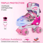 Adjustable Roller Skates for Girls and Women, All 8 Wheels of Girl'S Skates Shine, Safe and Fun Illuminating for Kids