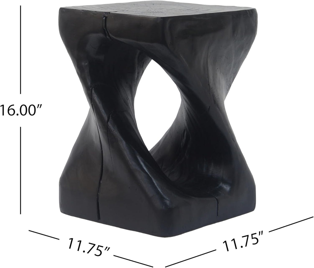Twist Shape MGO Accent Side Table Set, Unique Modern End Table with Wide Pedestal & Tabletop, Small Drink Tables for Living Room, Bedroom Night Stand Bedside Table, No Assembly Required, Black