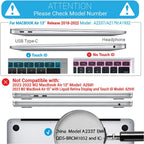 Compatible with 2022 2021 2020 Macbook Air 13 Inch Case M1 A2337 A2179 A1932, Hard Shell Case&Keyboard Cover&Screen Film for Mac Air 13 with Touch ID, Crystal Clear, AT13CYCL+2
