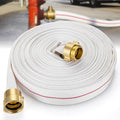 1-1/2" ID Fire Hose, 50Ft Single Jacket TPU Lay Flat Hoses with Brass NST/NH Couplings, 250 PSI Working / 750 PSI Burst, All-Weather Firefighter Hose for Fire Cabinets