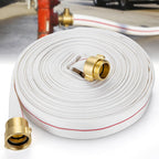 1-1/2" ID Fire Hose, 50Ft Single Jacket TPU Lay Flat Hoses with Brass NST/NH Couplings, 250 PSI Working / 750 PSI Burst, All-Weather Firefighter Hose for Fire Cabinets