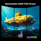 Mini Projector with Wifi and Bluetooth, 12000L Native 1080P HD Projector 4K Supported, Portable Phone Projector for Android and IOS, HDMI/USB/PC/TV Stick/Switch Supported (White-Gris)