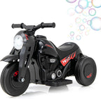 Kids Motorcycle, 6V Electric Ride on Car with Automatic Bubble Function, Foot Pedal, Headlight, Music, 3 Anti-Skip Wheels Vehicle for Children, Toddler Ages 3+