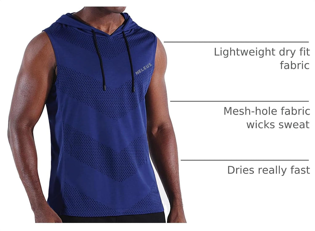 Men'S Workout Tank Tops 3 Pack Sleeveless Running Shirts with Hoodie