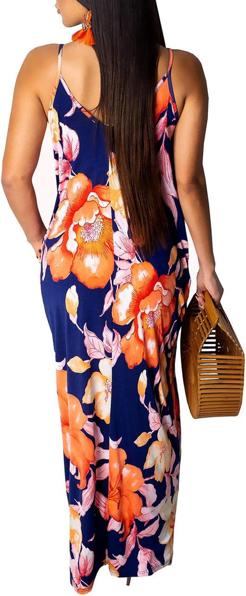 2026 Women'S Casual Summer Floral Long Maxi Dresses Floor Length Sleeveless plus Size Sundresses