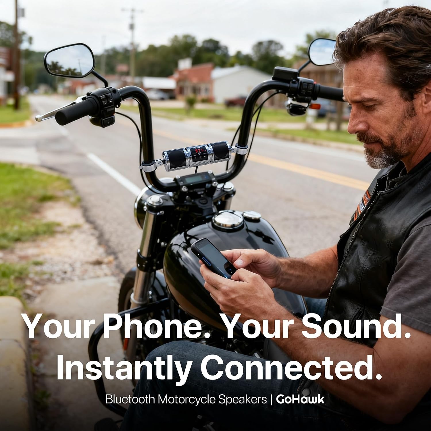 Motorcycle Bluetooth Speakers, Waterproof Radio Audio System | Built-In Amplifier, FM Radio, AUX Input, USB, Great for ATV, Scooter Bike,12 Volt Vehicle