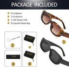 Rectangle Sunglasses for Women Men Trendy Y2K 90S Square Sun Shades UV400 | Retro Sunglasses for Rave Y2K Outfit Accessory Small Chunky Frame for Vacation Travel UV Protection Sun Glasses