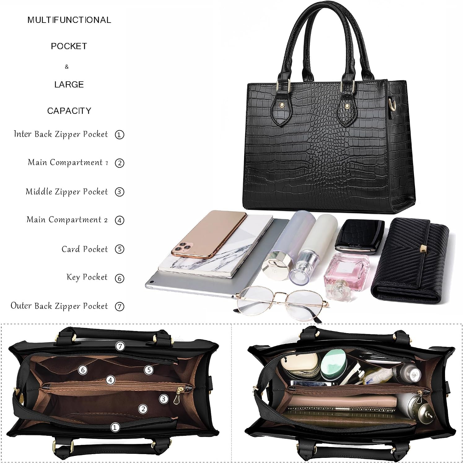 Crossbody Purses and Handbags for Women PU Leather Tote Top Handle Satchel Shoulder Bags