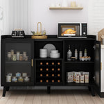 Ermo Wine Bar Cabinet with Led Light, Home Coffee Cabinet with Wine and Glass Rack