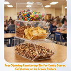Set of 3 Stackable Candy Bins with Hinged Lid Small Medium Large Clear Acrylic Storage Bins Stackable Pantry Storage Caddys for Cereal Nuts Candies Snack Ice Cream Toppings and Wrapped Snacks