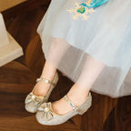 Girls Dress Shoes Mary Jane Wedding Flower Bridesmaids Heels Glitter Princess Shoes for Kids Toddler
