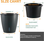 5 Inch Self Watering Pots for Indoor Plants, 6 Packs African Violet Pots with Indicator, Black Wick Pot with Drainage Holes, Self Watering Planters for Orchid, Devil'S Ivy, Grey