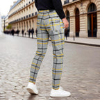 Mens Chinos Pants Slim Fit Stretch Plaid Dress