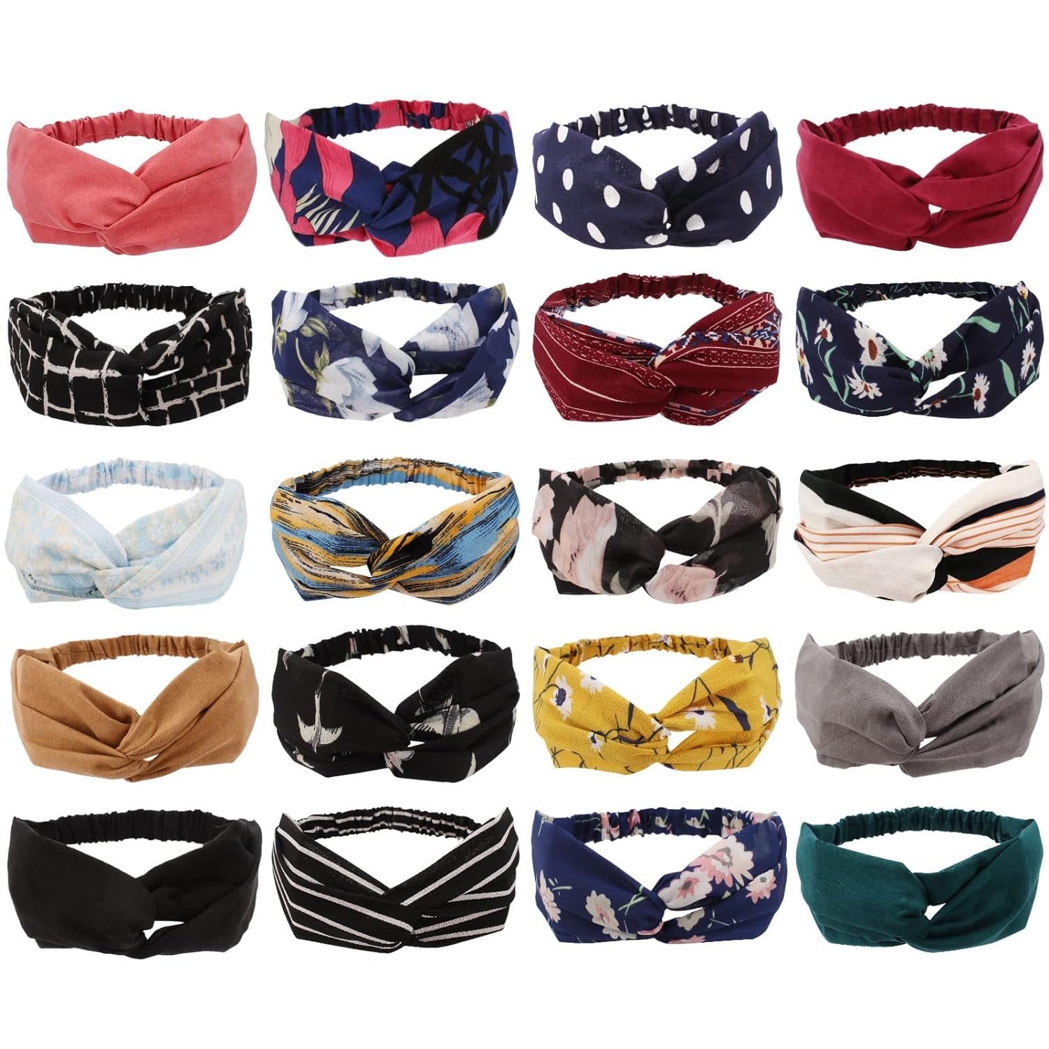 20 Pack Boho Headbands for Women Womens Headbands Head Bands No Slip Fashion for Women Hair Bands Boho Knotted Turban Fashion Headbands for Wigs Hair Accessories for Women and Girls…