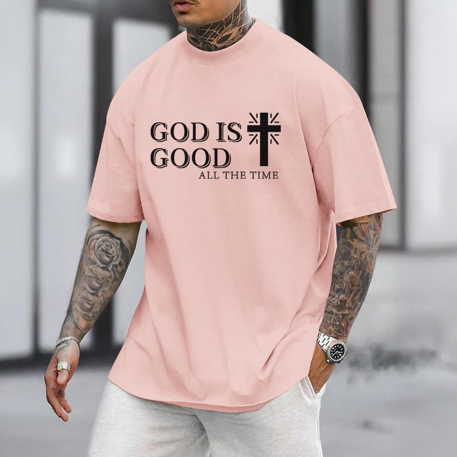 God Is Good Shirt Christian Jesus Cross T Shirts for Men Religious Faith Inspirational Vintage Oversized Graphic Tees