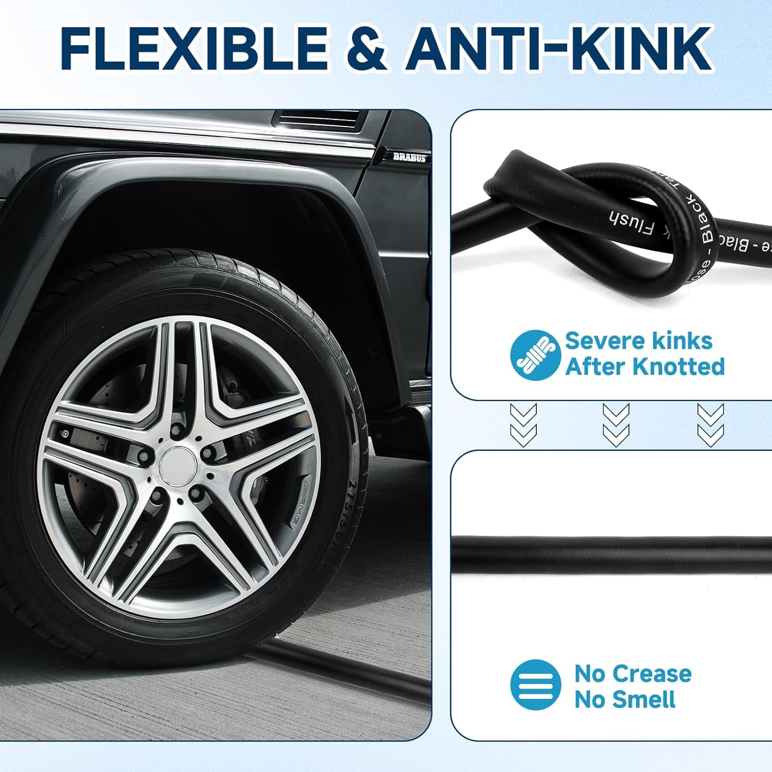 Camper & RV Black Water Hose, No-Kink Black Tank Hose for RV Camper, 50FT | No-Kink Black Water Hose for RV Camper, 50FT 5/8" Camper Sewer Hose with Storage Bag for Black/Gray Water, RV Tank Cleaning