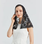 Lace Mantilla Veil Soft and Comfortable 7 Colors Spanish Style Rose Lace Veil Head Covering D Shape