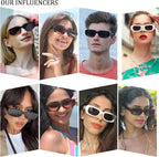 Rectangle Sunglasses for Women Men Trendy Y2K 90S Square Sun Shades UV400 | Retro Sunglasses for Rave Y2K Outfit Accessory Small Chunky Frame for Vacation Travel UV Protection Sun Glasses
